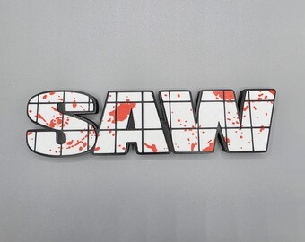 Exhibición de la película SAW impresa en 3D: Decoración de estantería de terror con salpicaduras de sangre