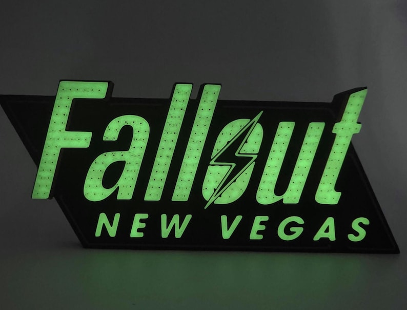 Fallout Lettering Fallout Glowing New Vegas 3D Printed Sign – Retro Gaming Room Style ...