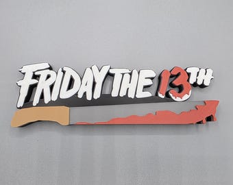 Logotipo de Machete de Viernes 13 impreso en 3D - Exhibición de películas de terror