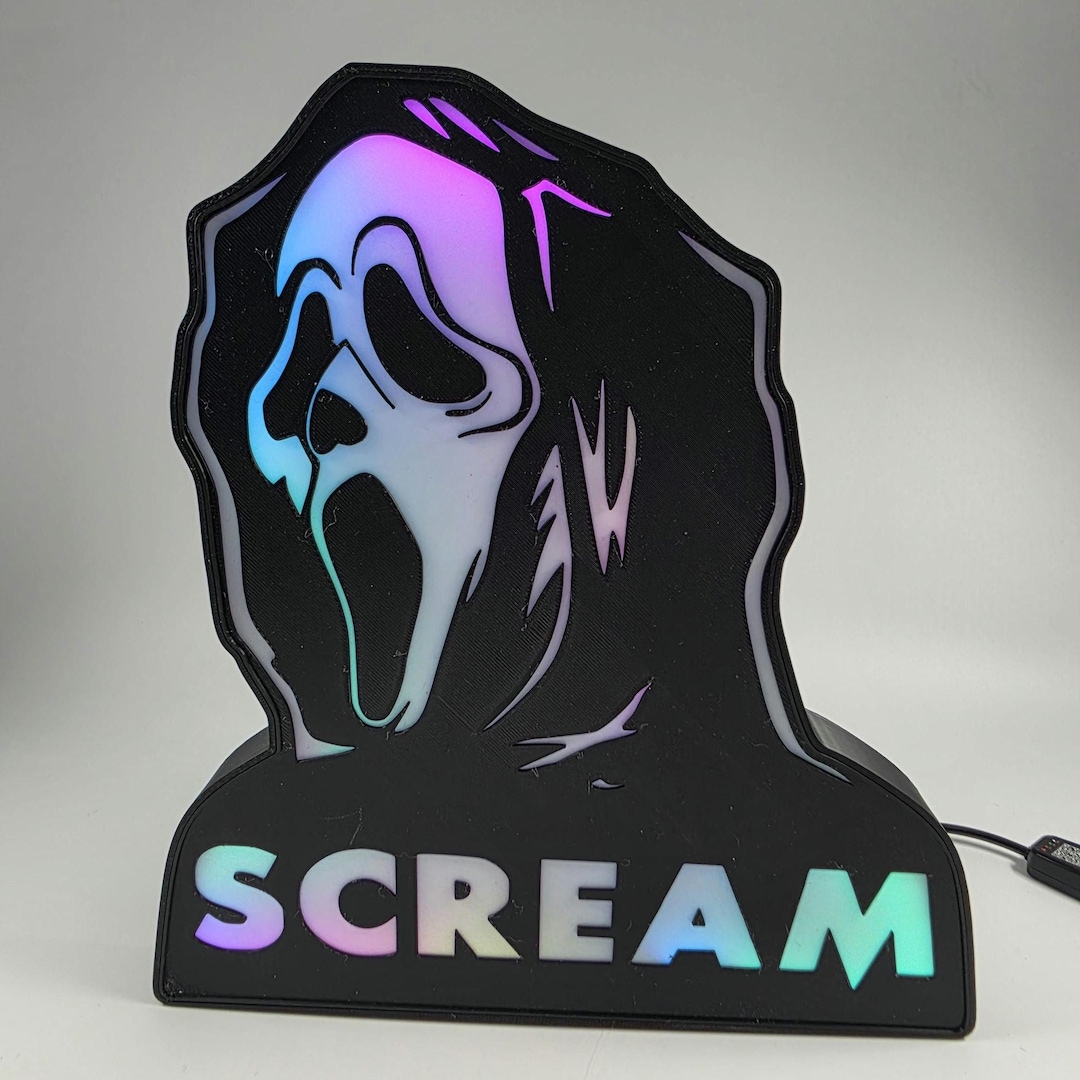 3d-printed Ghostface Lightbox: Horror Movie Decor With Yellow ...