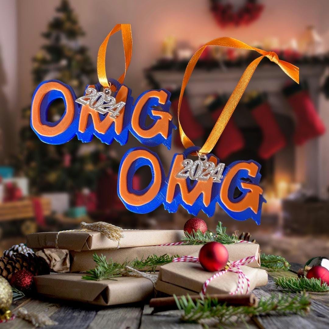 OMG Mets Ornament, 3D New York OMG Memorabilia Sign Baseball Ornaments Gifts, Classic Vintage Christmas Hanging Ornament Xmas Tree Decor, OMG Mets Sign Unique Classic Modern Baseball Ornament (2