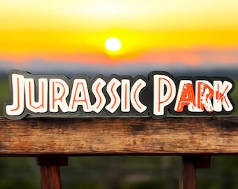 3D Printed Jurassic Park Logo Stand | 90's Adventure Shelf Display | Ultimate Collectible Decor