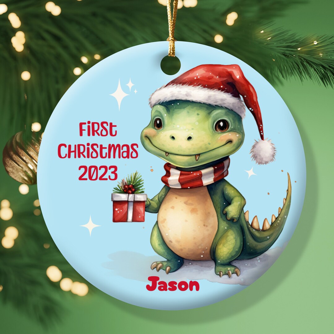 Personalized Ornament Boy T Rex Dinosaur Keepsake for Baby's First