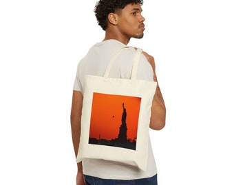 Sac fourre-tout Statue de la Liberté coucher de soleil I Love NYC Sac fourre-tout écologique réutilisable pour les New-yorkais Sac fourre-tout en Liberty NYC Sac en toile NYC Passion