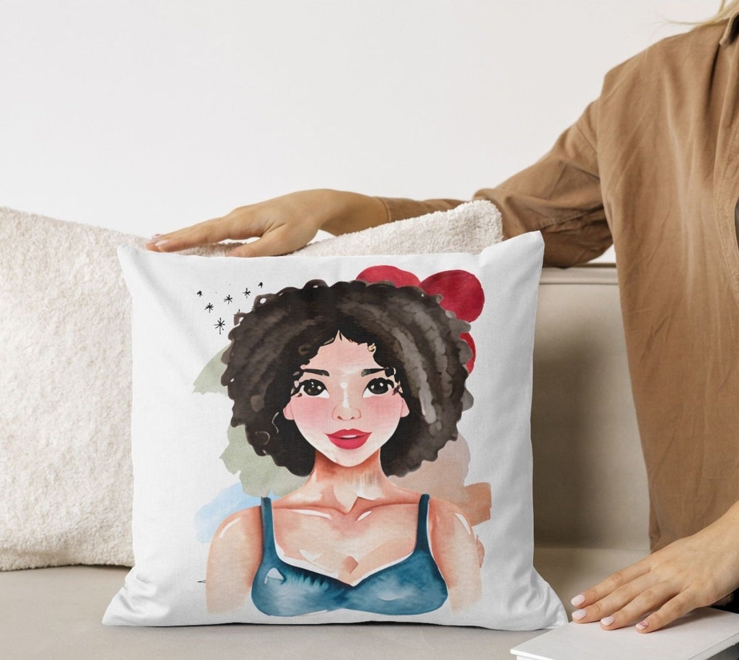 Sunkissed Girl Throw Pillow Birthday Gift Watercolor Art Etsy