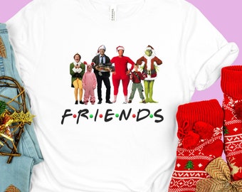 Friends Christmas Shirt, Christmas Shirt Women, Girl Christmas Shirt, Christmas Movie Watching Shirt, Christmas Party Tee, Xmas Shirt Family