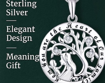 925 Sterling Silver Family Tree Necklace – You Are the Heart of Our Family Pendant