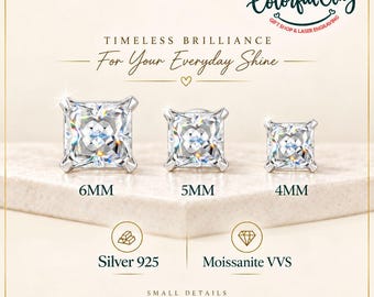 925 Sterling Silver Moissanite Stud Earrings