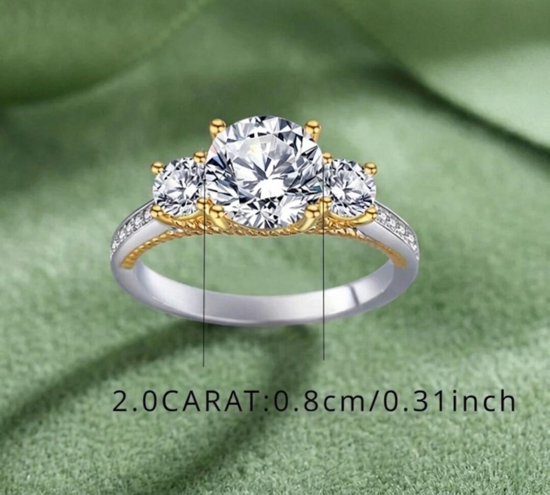 Moissanite Silver 925 Engagement Ring for Women Carat Round Cut Diamond ...