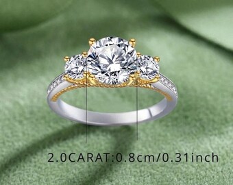 Moissanite Silver 925  Engagement Ring for Women Carat Round Cut Diamond