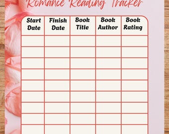 Romance Reading Tracker Printable | Book Log TBR Planner | Aesthetic Romance Book Journal | Digital Download Romance Readers | Daily Deals