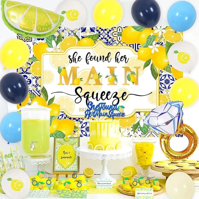 Lemonade Bridal Shower Decorations She Found Her Main Squeeze Backdrop Cake Topper Lemon