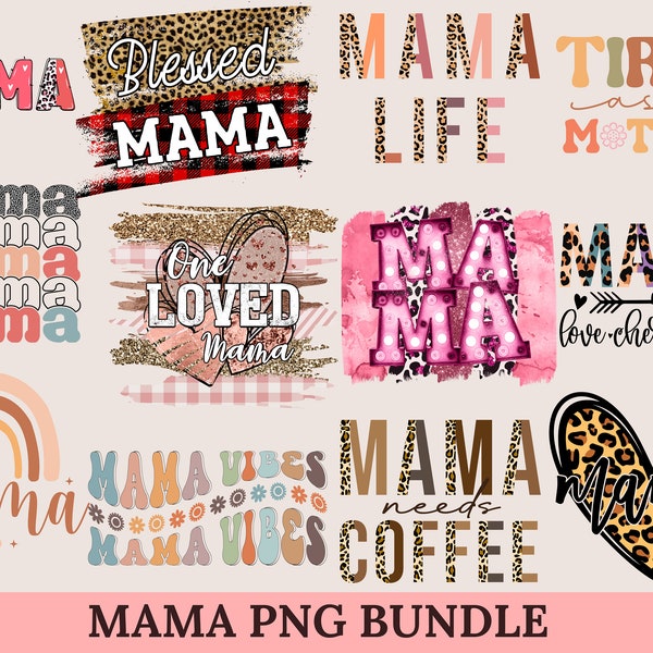 RIESIGE Mama PNG Bundle, Mama Sublimation Bundle, Mama Trendy Png, Western png, Retro Tshirt Designs von The Printy Princess, Mama gewellter Text