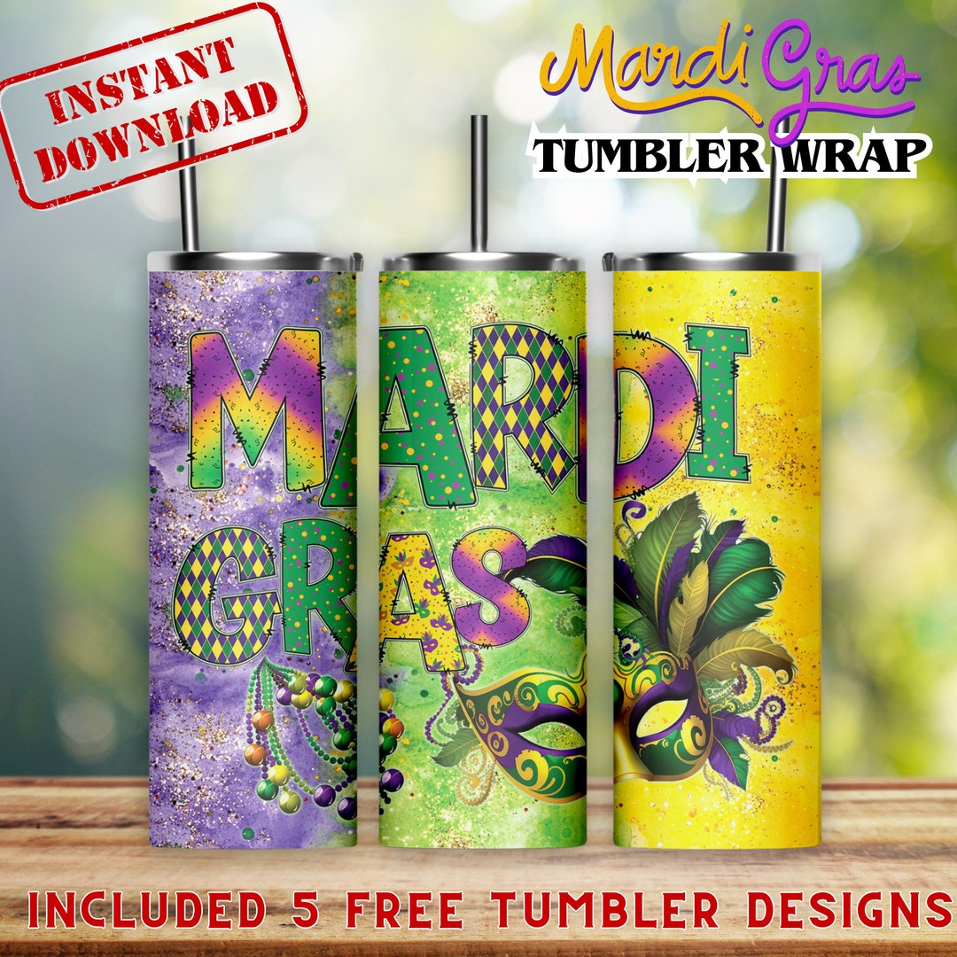 Mardi Gras Tumbler Wrap Seamless Glitter Mardi Wrap, Carnival Tumbler 20oz Skinny Sublimation Etsy