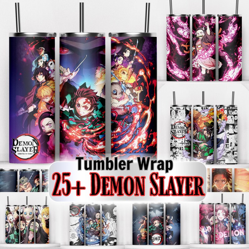 25 Anime Tumbler Bundle Wrap, Demon Slayer 20oz Tumbler PNG Wrap Designs, Anime Manga
