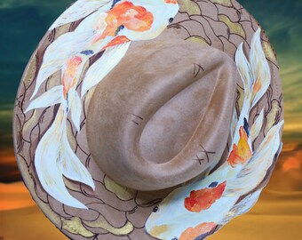 Cappello bruciato dipinto a mano del vincitore (Rancher, Bolero, Fedora)