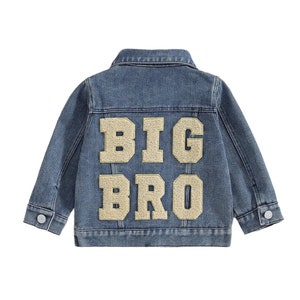 Sibling Matching Jean Jacket,Lil Bro Jean Jacket,Big Bro Jean Jacket,Pregnancy Announcement,Sibling Gifts,Kids Jean Jacket,Toddler Jacket image 3