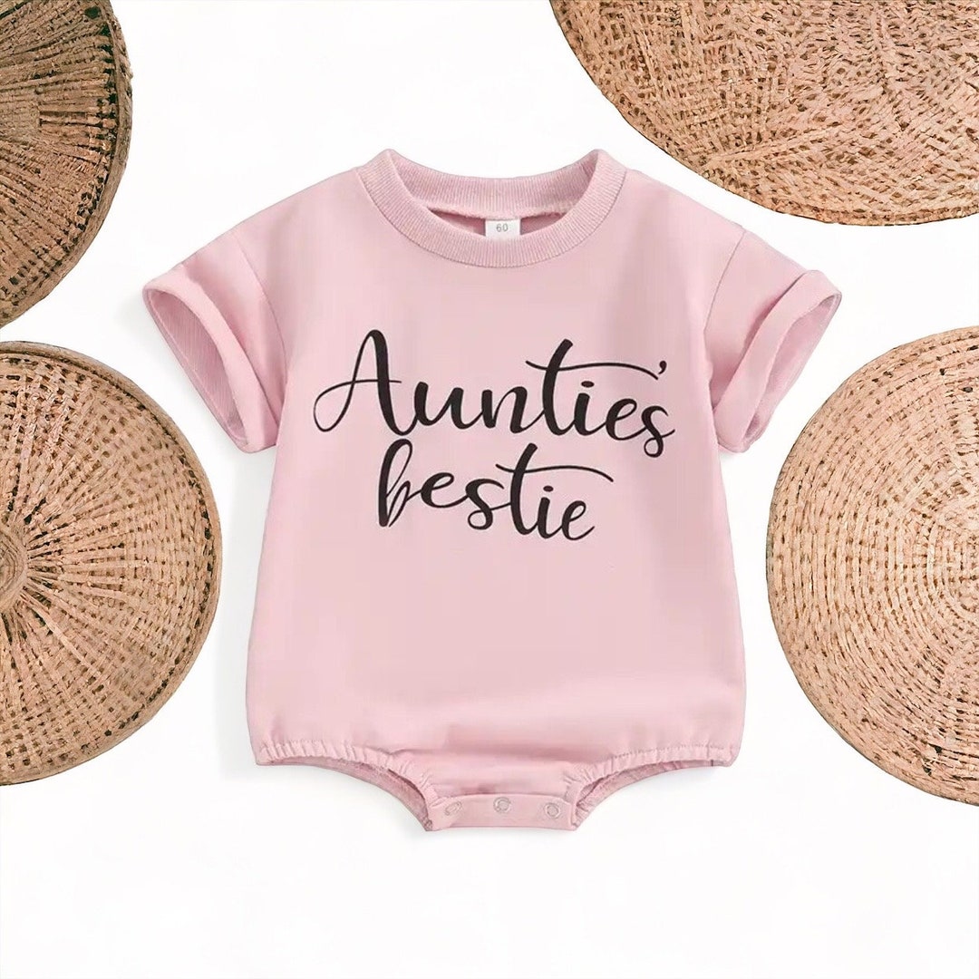 Aunties Bestie Baby Girl Romper Gift For Aunties Baby Pink Rompers Cute Aunties Bestie Baby Girl Romper Gift For Aunties Baby Pink Rompers Cute