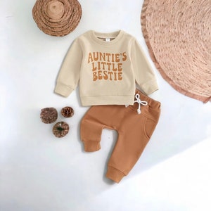 Auntie’s Little Bestie Set,Toddler Sweatshirt and Pants,Baby Gift for Aunt,Toddler Clothing Set,Auntie is My Bestie Sweatshirt,Cute Baby Set
