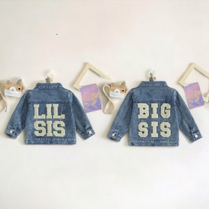 Sibling Matching Jean Jacket,Lil Sis Jean Jacket,Big Sis Jean Jacket,Pregnancy Announcement,Sibling Gifts,Kids Jean Jacket,Toddler Jacket