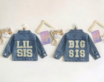 Sibling Matching Jean Jacket,Lil Sis Jean Jacket,Big Sis Jean Jacket,Pregnancy Announcement,Sibling Gifts,Kids Jean Jacket,Toddler Jacket