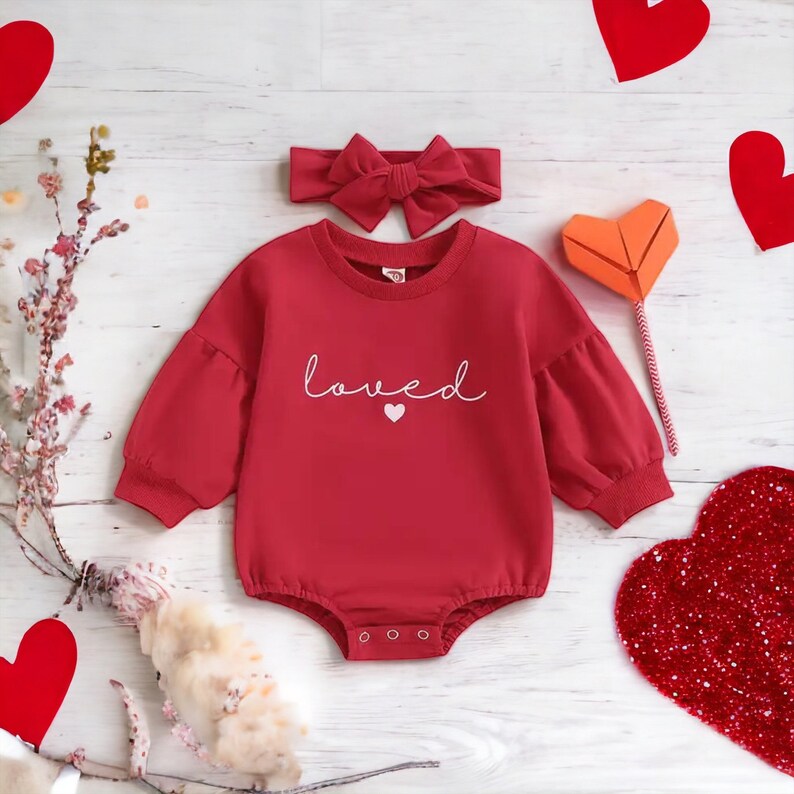 Baby Girl Loved Romper,baby Girl Valentine Outfit,outfit for Valentines