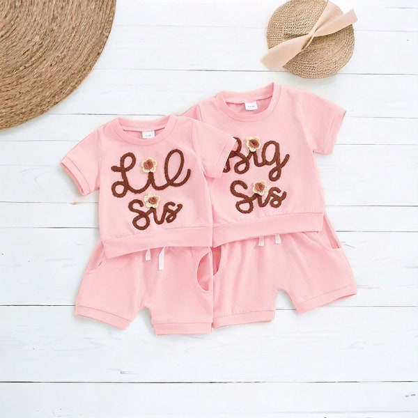 Matching Sisters Outfit,Lil Sis Shirt,Big Sis Shirt,Outfits for Sisters,Cute Sisters Matching Outfits,new Baby Girl Gift,Siblings Sets