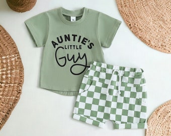 Auntie’s Little Guy Set,Toddler Shirt & Short,Baby Gift for Aunt,Toddler Clothing Set,Auntie is My Bestie shirt,Cute Baby Set,Auntie Bestie