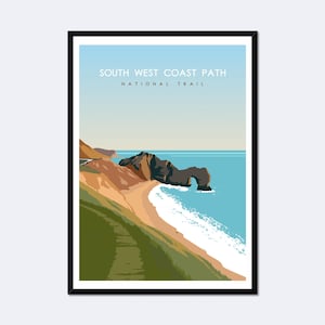 South West Coast Path National Trail Poster | Gift for Hikers & Walkers
