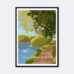 Thames Path National Trail Poster | Geschenk für Wanderer & Wanderer | Pfad Art