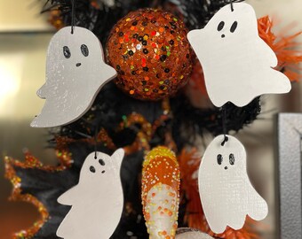Halloween Ghost Wooden Ornament, Handmade Spooky Ghost Decor, Cute Wandering Ghosts, White Cedar Wood Gift, Hanging Ghost Set Seasonal Fall