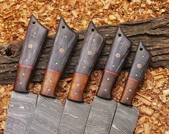 Handgefertigtes Küchenmesser, Kochmesserset mit Scheide, 5-teiliges Kochmesserset, Damaststahl-Kochmesser, bestes Jubiläums- und Weihnachtsgeschenk für Ihn
