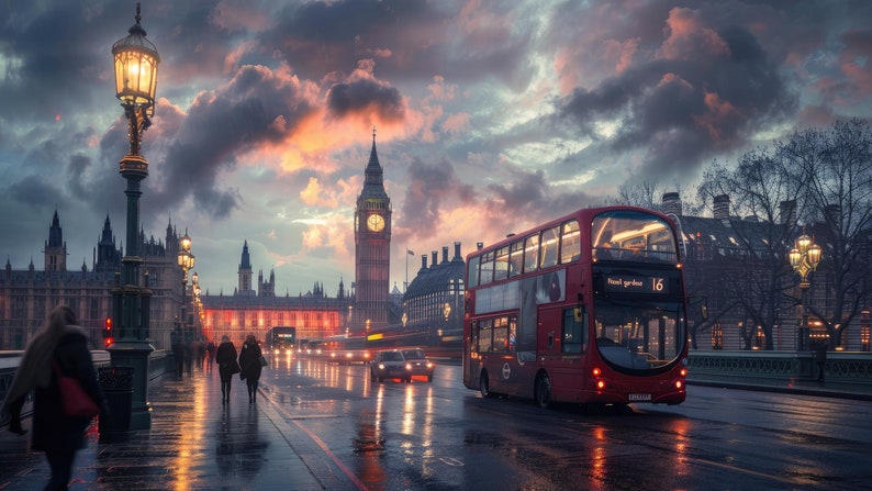 Samsung Frame TV Art Stunning London Bus and Big Ben Digital Print ...