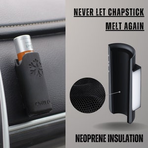 Lip balm holder that insolates chap stick and mounts to car.