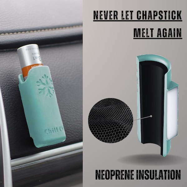Chill Chap (bleu ciel) - Support isolé pour baume à lèvres - Accessoire d'intérieur de voiture haut de gamme - Gardez votre baume à lèvres à portée de main et droit ! - LIVRAISON GRATUITE