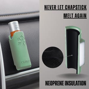 Mint Green Insulated Lip Balm Holder: Car Accessory