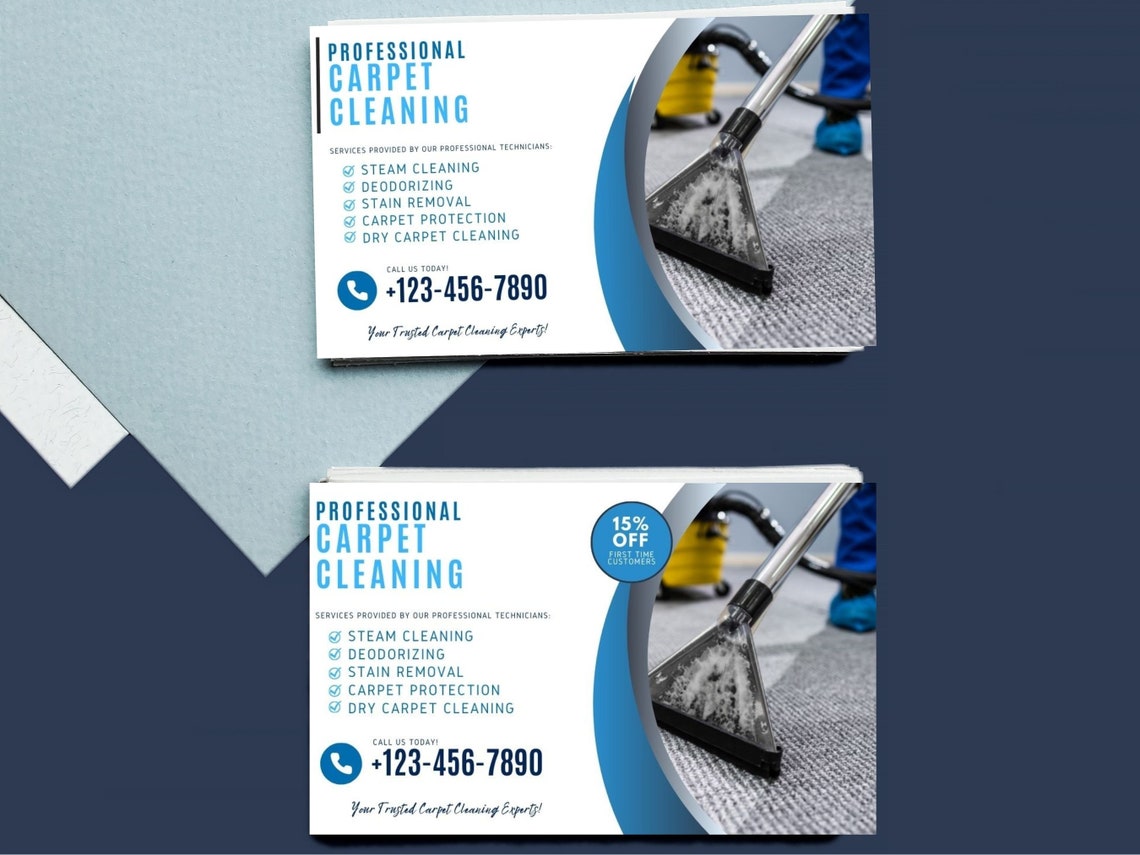 Carpet Cleaning Service Business Cards, Carpet Cleaning Template, DIY