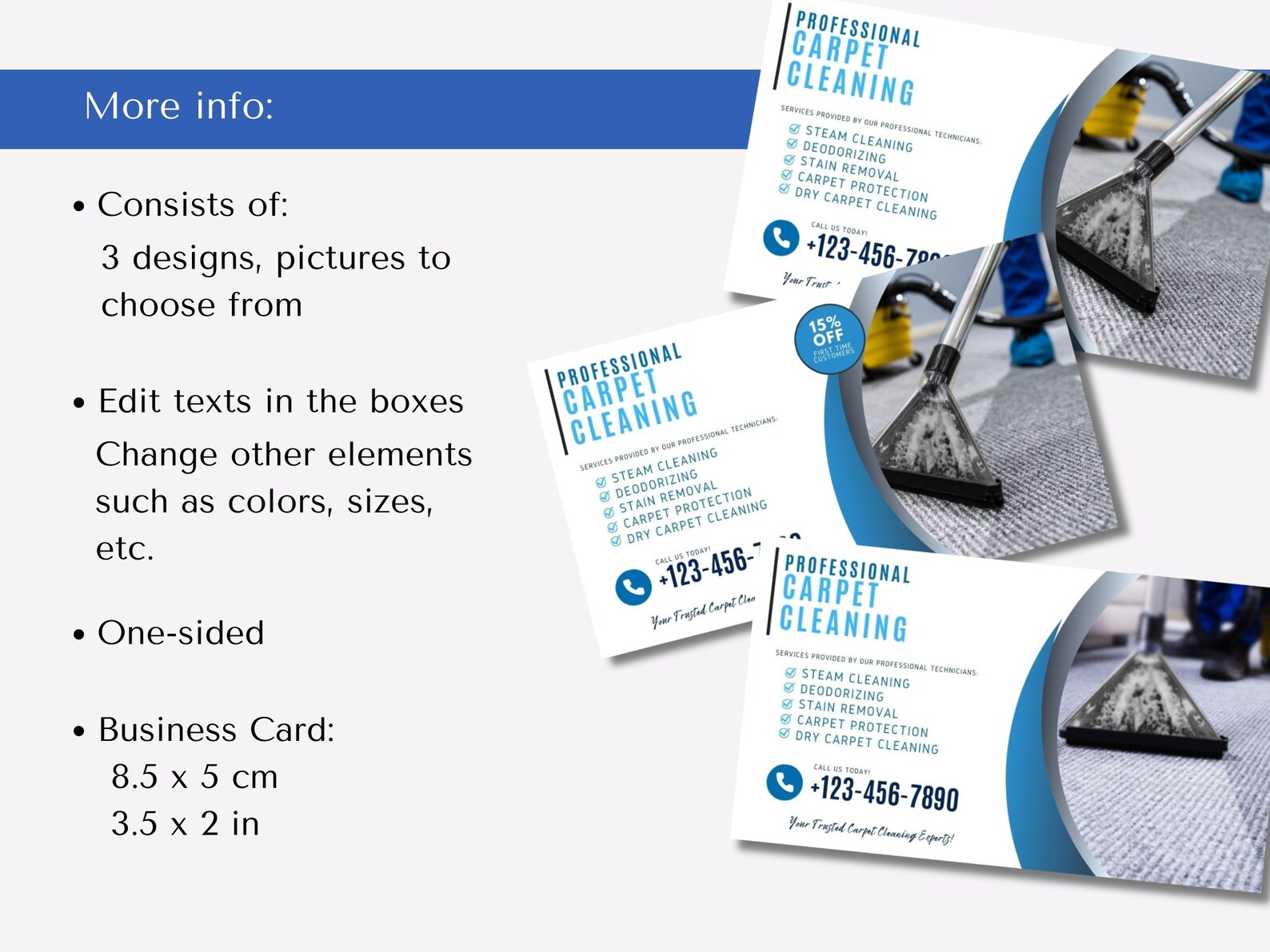 Carpet Cleaning Service Business Cards, Carpet Cleaning Template, DIY