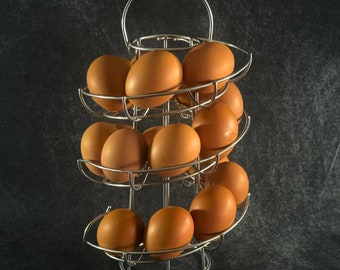 Spiral Egg Holder Slim Silver Or Black, Egg Storage, Egg House | Country Kitchen | Egg Storage | Egg Stand | Spiral Egg Holder Tray