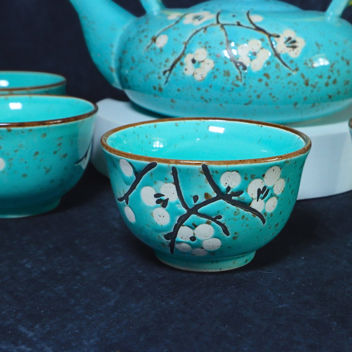Traditional Japanese Duck Egg Tea Set / Tea Pot and 4 Cups Etsy UK
