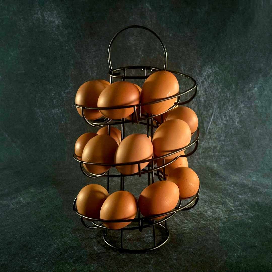Spiral Egg Holder Slim Black or Silver, Egg Storage, Egg House Country Kitchen Egg Storage Egg