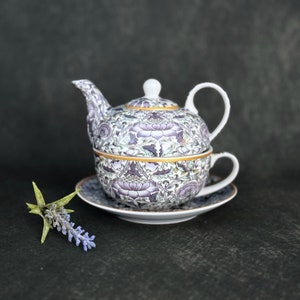 Fine Bone China, Lodden Tea For One Set, Teapot, Cup And Saucer, Tea Lovers Gift, Floral Tea Set