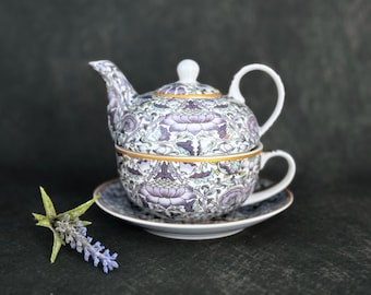 Fine Bone China, Lodden Tea For One Set, Teapot, Cup And Saucer, Tea Lovers Gift, Floral Tea Set