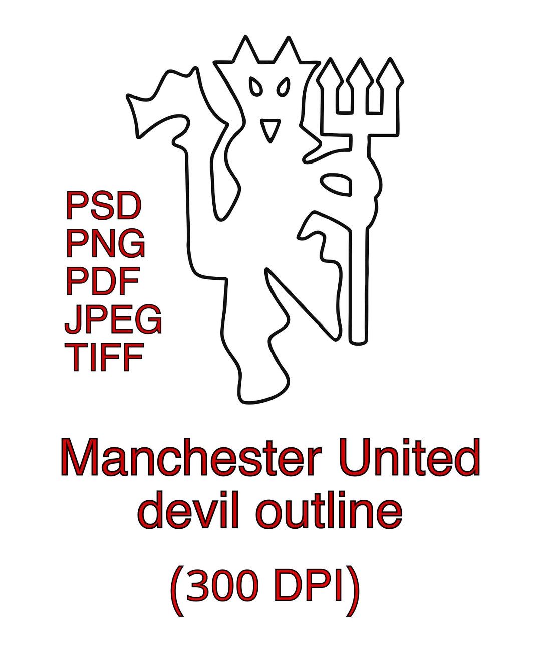 Manchester United Devil Outline no Background Etsy Canada
