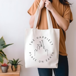 Mouse Tote Bag | Happiest Place on Earth Canvas Bag | Cute Park Day Tote | Disney Inspired Gift