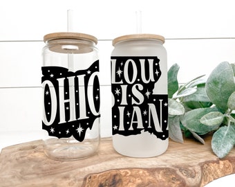 Home State Libbey Glass | Reusable 16oz. Iced Coffee Tumbler with Lid & Straw