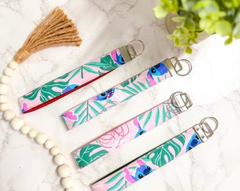 Customizable Lilo & Stitch-Inspired Wristlet Keychain | Handmade Key Ring Accessory