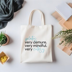 Pilates Girl Tote Bag | Demure Pilates Canvas Bag | Cute Wellness Tote | Pilates Gift for Her