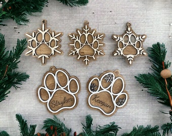 Personalized Paw Print Christmas Ornament