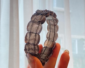 Natural Raw Cintamani Saffordite Tektite bangle Bracelet, wishing stone, Saffordite Tektites, Arizona Tektitest Rectangle beads
